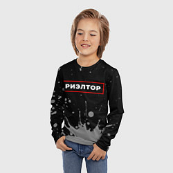 Лонгслив детский Риэлтор - в красной рамке на темном, цвет: 3D-принт — фото 2