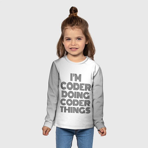 Детский лонгслив Im doing coder things: на светлом / 3D-принт – фото 5