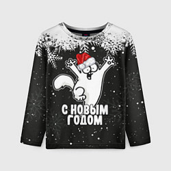 Лонгслив детский С Новым годом - кот Саймона и снежинки, цвет: 3D-принт