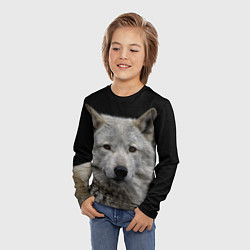 Лонгслив детский Серый волк на темном фоне, цвет: 3D-принт — фото 2