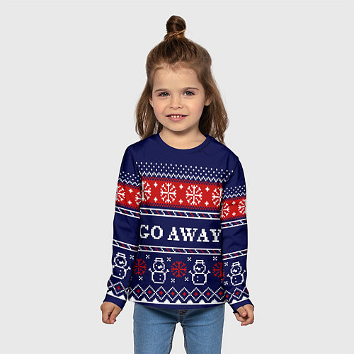 Детский лонгслив Уходите - новогодний свитер / 3D-принт – фото 5