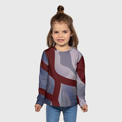 Детский лонгслив Красные и розовые волнообразные пластины / 3D-принт – фото 5