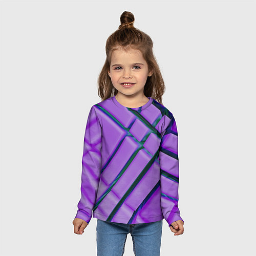 Детский лонгслив Фиолетовый фон и тёмные линии / 3D-принт – фото 5