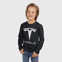 Лонгслив детский Tesla логотип - матовое стекло, цвет: 3D-принт — фото 2