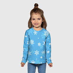 Лонгслив детский Голубой снегопад, цвет: 3D-принт — фото 2