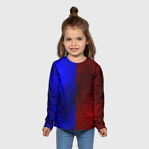 Детский лонгслив Половина синяя, половина красная / 3D-принт – фото 5