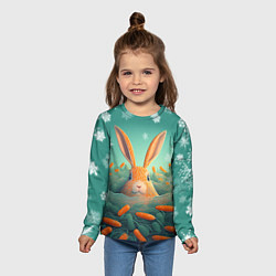 Лонгслив детский Кролик в море моркови, цвет: 3D-принт — фото 2