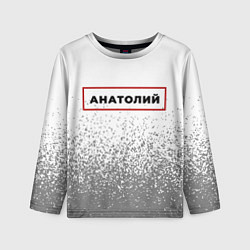 Лонгслив детский Анатолий - в красной рамке на светлом, цвет: 3D-принт