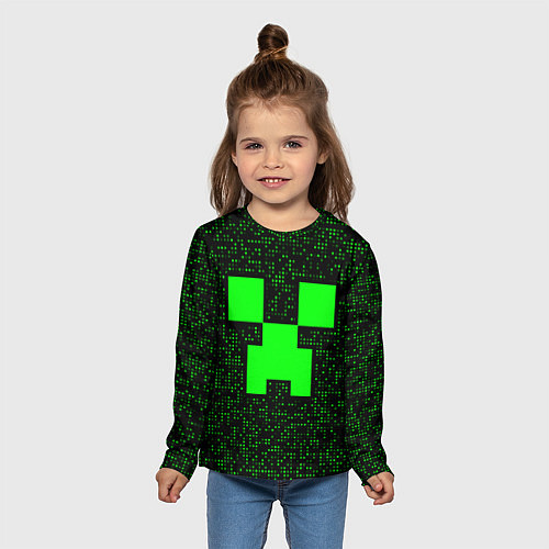Детский лонгслив Minecraft green squares / 3D-принт – фото 5