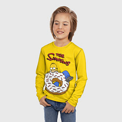Лонгслив детский Гомер Симпсон ест пончик, цвет: 3D-принт — фото 2
