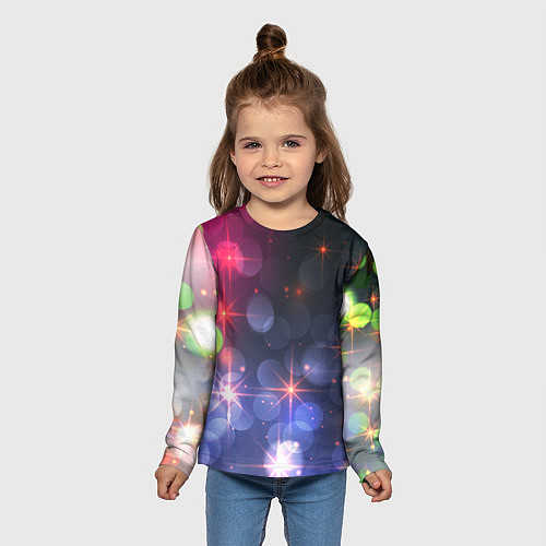 Детский лонгслив Поп арт неоновые звезды космического неба / 3D-принт – фото 5