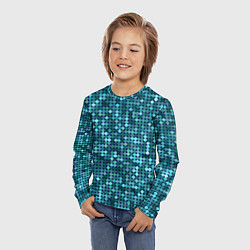 Лонгслив детский Блеск пайеток изумрудных бирюзовых, цвет: 3D-принт — фото 2