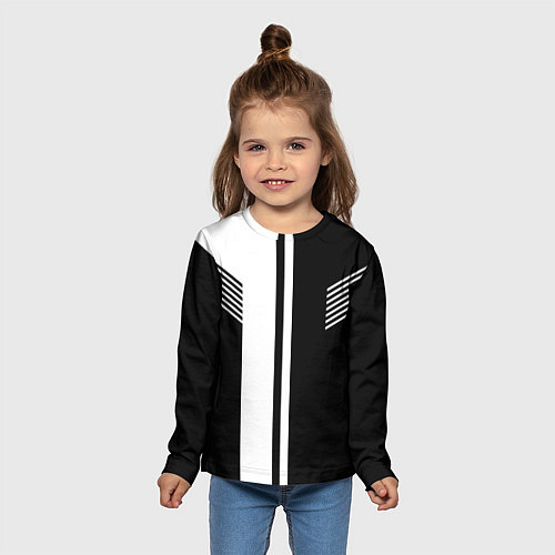 Детский лонгслив Чёрные и белые полоски / 3D-принт – фото 5