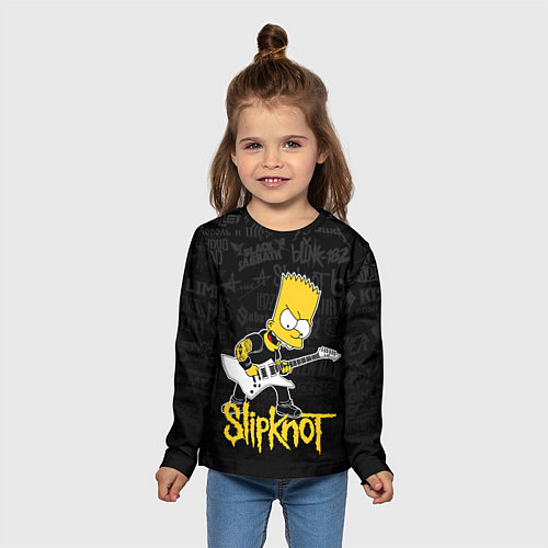 Детский лонгслив Slipknot Барт Симпсон рокер логотипы / 3D-принт – фото 5