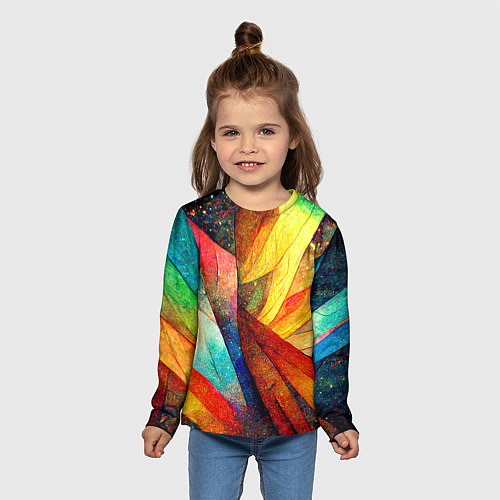 Детский лонгслив Радужная абстракция со звездами / 3D-принт – фото 5