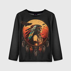 Лонгслив детский Ловец снов и коренной американец, цвет: 3D-принт