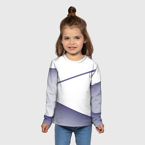 Детский лонгслив Абстрактный белый и фиолетовый паттерн / 3D-принт – фото 5