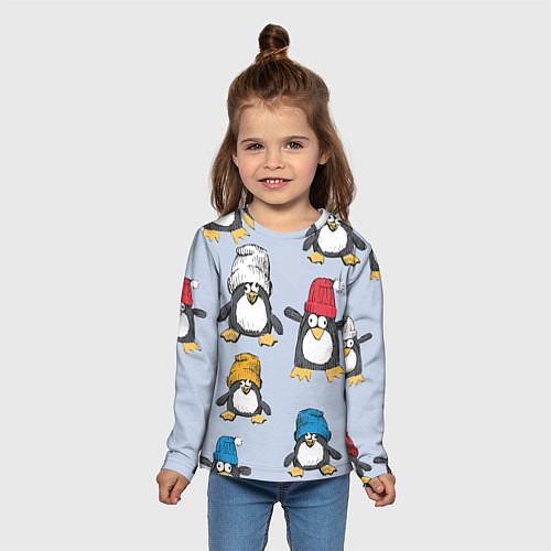 Детский лонгслив Смешные пингвины / 3D-принт – фото 5