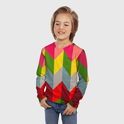 Лонгслив детский Разноцветный ромбический абстрактный паттерн, цвет: 3D-принт — фото 2
