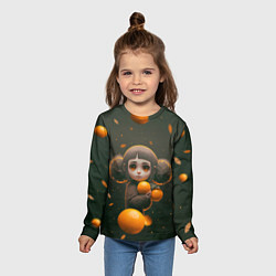 Лонгслив детский Милая девушка с мандаринами, цвет: 3D-принт — фото 2