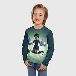 Лонгслив детский Уэнсдэй с пираньями, цвет: 3D-принт — фото 2