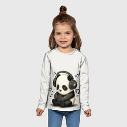 Лонгслив детский Милая панда в наушниках, цвет: 3D-принт — фото 2