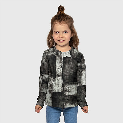 Детский лонгслив Белый и чёрный абстракт / 3D-принт – фото 5