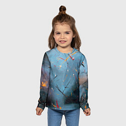 Лонгслив детский Тёмно-синий абстрактный туман и краски, цвет: 3D-принт — фото 2