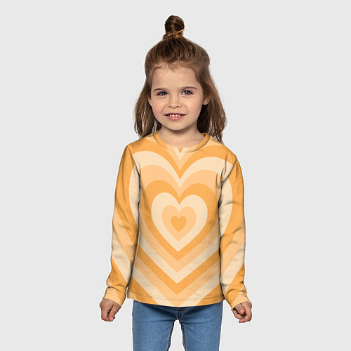 Детский лонгслив Hearts orange / 3D-принт – фото 5
