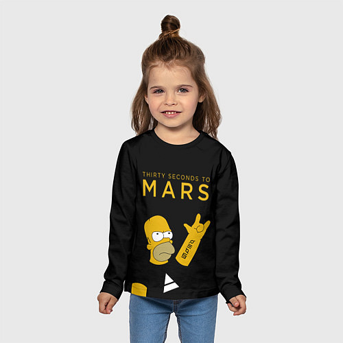 Детский лонгслив 30 Seconds to Mars Гомер Симпсон рокер / 3D-принт – фото 5