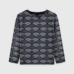 Детский лонгслив Японский синий паттерн