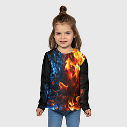 Лонгслив детский Битва огней - два пламени, цвет: 3D-принт — фото 2