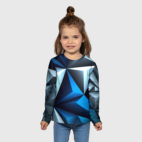 Детский лонгслив Абстрактные грани текстура / 3D-принт – фото 5