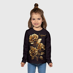 Лонгслив детский Золотые розы, цвет: 3D-принт — фото 2