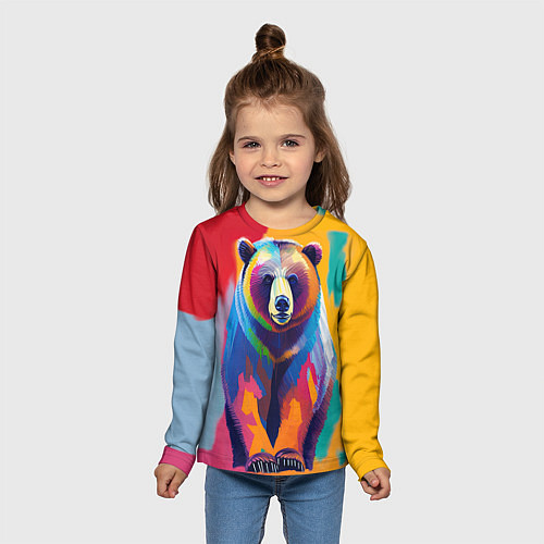 Детский лонгслив Медведь красочный / 3D-принт – фото 5
