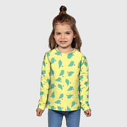 Лонгслив детский Лист и букашка на желтом фоне орнамент, цвет: 3D-принт — фото 2