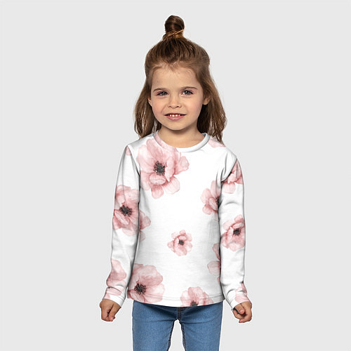 Детский лонгслив Цветок сакуры на белом фоне / 3D-принт – фото 5