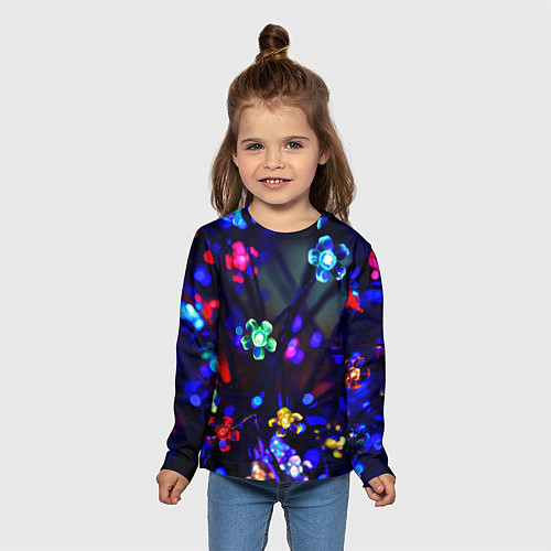Детский лонгслив Цветочки фонарики / 3D-принт – фото 5
