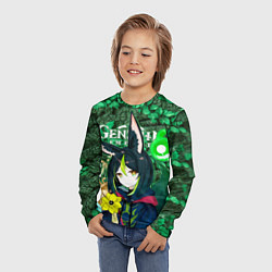 Лонгслив детский Тигнари на фоне листвы, цвет: 3D-принт — фото 2