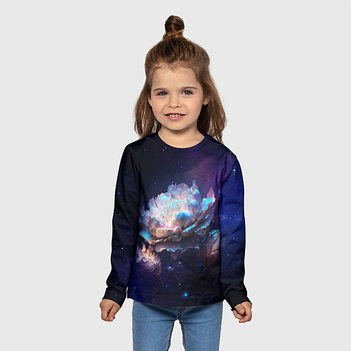 Детский лонгслив Космические звёздные цветы / 3D-принт – фото 5