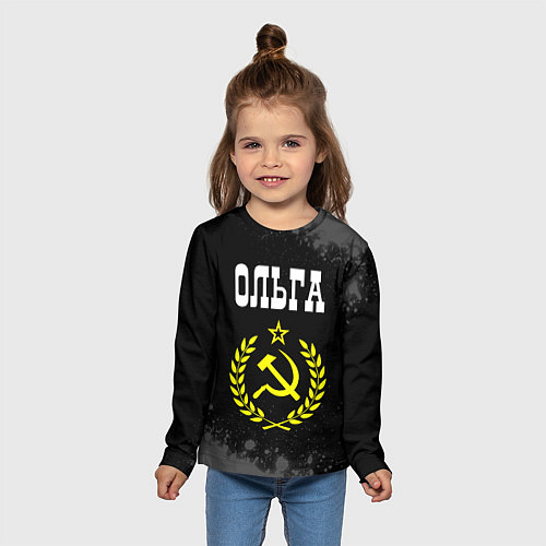 Детский лонгслив Ольга и желтый символ СССР со звездой / 3D-принт – фото 5