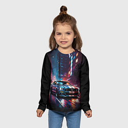 Лонгслив детский Форд мустанг в ночи тройная скорость, цвет: 3D-принт — фото 2