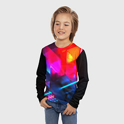 Лонгслив детский Neon stripes color, цвет: 3D-принт — фото 2