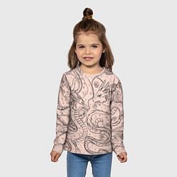 Лонгслив детский Дракон - унесенные призраками: тату на бежевом, цвет: 3D-принт — фото 2
