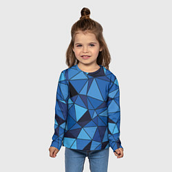 Лонгслив детский Синие треугольники, абстракт, цвет: 3D-принт — фото 2