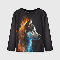 Лонгслив детский Голова волка Стихия огня, цвет: 3D-принт