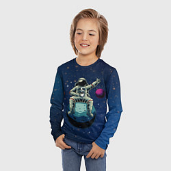 Лонгслив детский Космонавт с кружкой, цвет: 3D-принт — фото 2