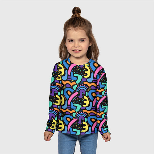Детский лонгслив Multicolored texture pattern / 3D-принт – фото 5