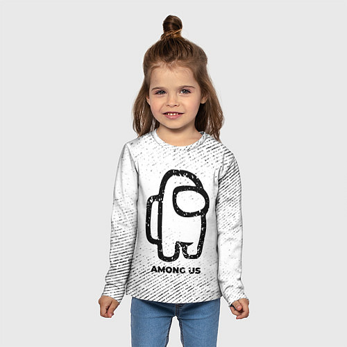 Детский лонгслив Among Us с потертостями на светлом фоне / 3D-принт – фото 5