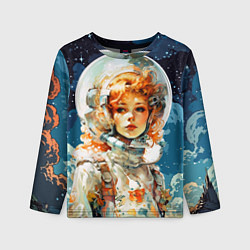 Лонгслив детский Рыжая девушка космонавт, цвет: 3D-принт